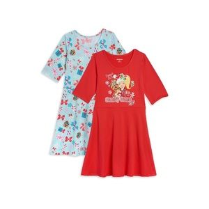 Jojo Siwa Girls 3/4 Sleeve Play Dress 2-Pack